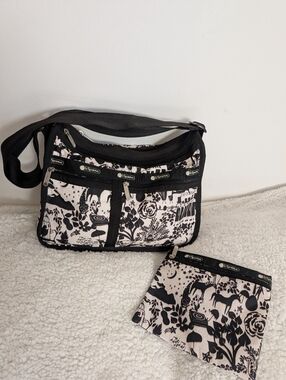 LeSportsac Black Light Tan Shoulder Bag